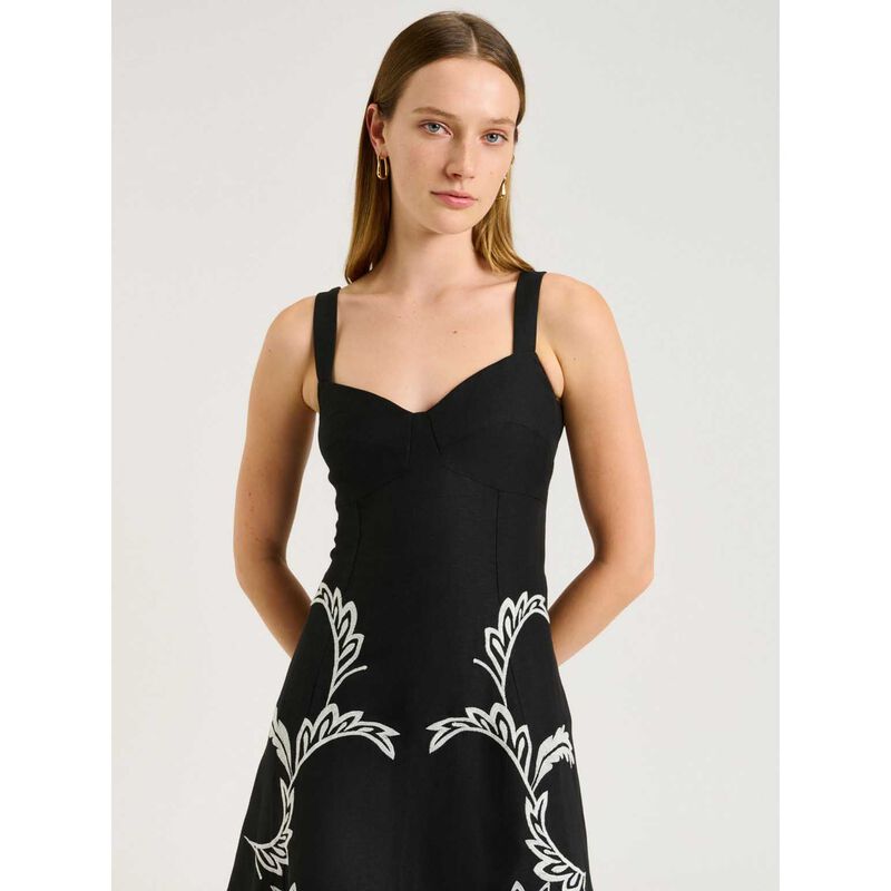 Veronika Maine Filigree Foliage Embroidered Midi Dress image number 3